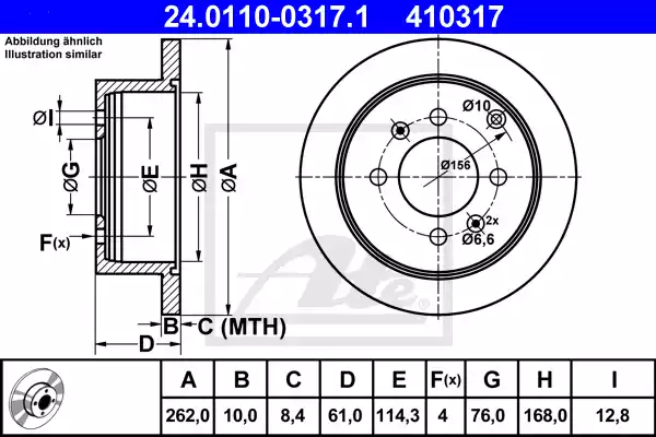 Δισκόπλακες HYUNDAI MATRIX 2001 - 2006 ( FC ) ATE 24.0110-0317.1