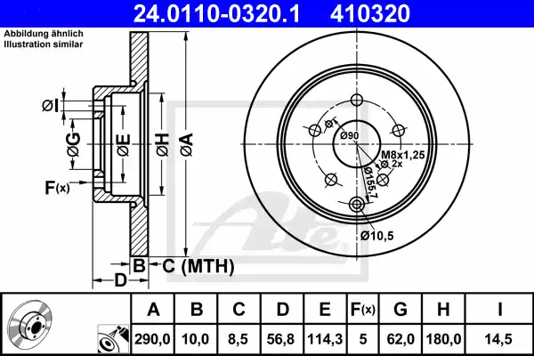 Δισκόπλακες TOYOTA COROLLA VERSO 2004 -2007 ( R10 ) ATE 24.0110-0320.1