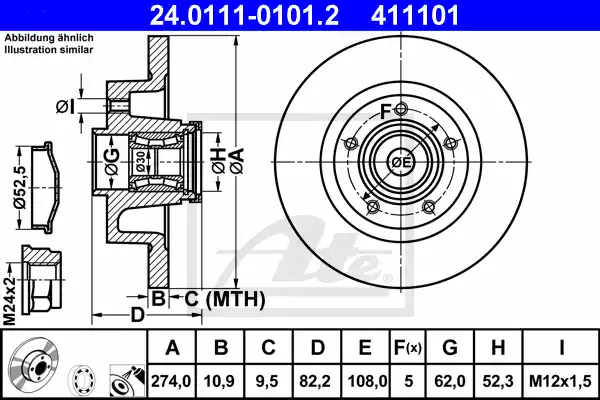 Δισκόπλακες RENAULT LAGUNA 2001 - 2005 ( BG ) ( KG ) ATE 24.0111-0101.2