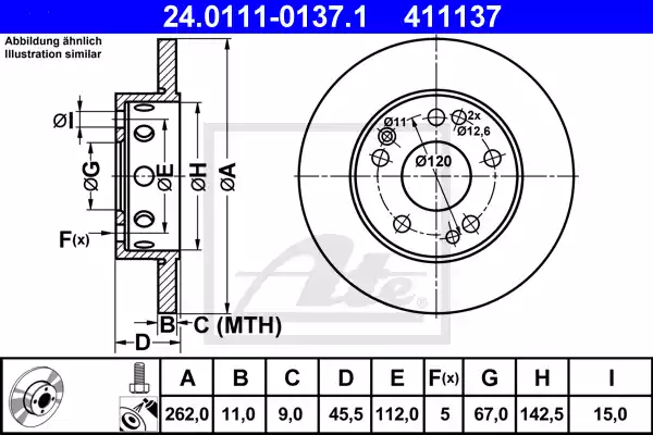Δισκόπλακες MERCEDES 190E 1984 - 1993 ( W201 ) ATE 24.0111-0137.1