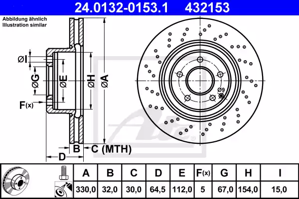 Δισκόπλακες MERCEDES E CLASS 2002 - 2006 ( W211 ) ATE 24.0132-0153.1