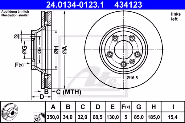 Δισκόπλακες VW TOUAREG 2003 - 2007 ( 7L ) ATE 24.0134-0123.1