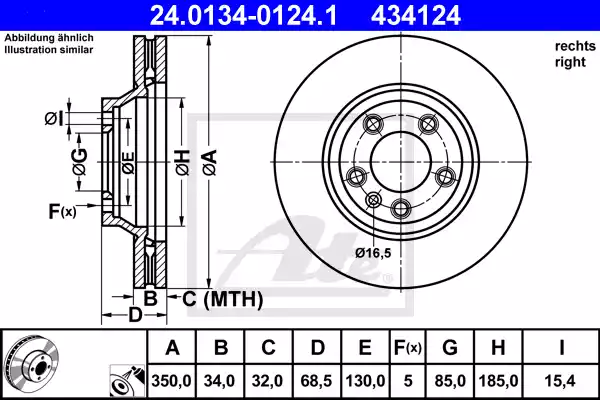 Δισκόπλακες VW TOUAREG 2003 - 2007 ( 7L ) ATE 24.0134-0124.1